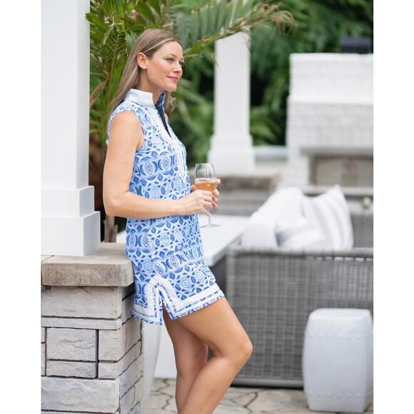 Cabana Life Blue Roadmap Embroidered Shift Coverup Medium - Picture 4 of 8